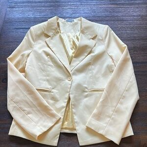 Mint size large lemon yellow single button blazer